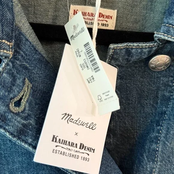 NWT Madewell x Kaihara Denim Jacket in Terrell Wash - Sz L - Picture 3 of 6